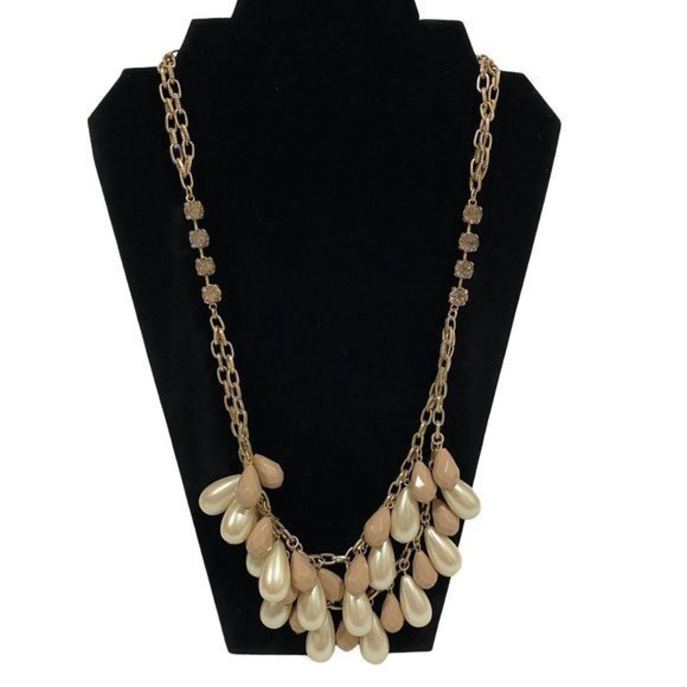Lydell NYC Matinee Necklace‎ Multilayer Faux Pearl Rhinestone